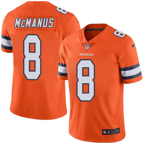 Nike Broncos #8 Brandon McManus Orange Men's Stitched NFL Limited Rush Jersey - Click Image to Close